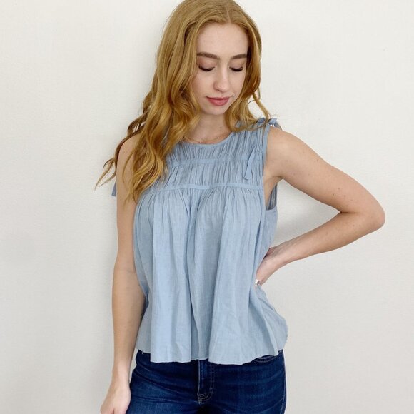 Aerie Babydoll Blue Sky Blouse Medium Top - Picture 1 of 3